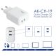 Kiegészítő fénykép USB Töltő AK-CH-19 2x USB-C PD 5-12V / max. 3A 40W Quick Charge 3.0