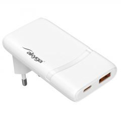 Töltő AK-CH-31 USB-A + USB-C PD 5-20V / max. 3.25A 65W Quick Charge 4+ GaN