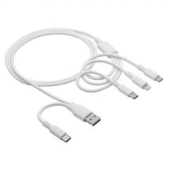 Kábel USB A + USB type C / USB type C + USB Micro B + Lightning 1.2m AK-USB-52