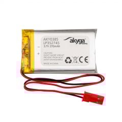 Li-Po akkumulátor LP352745 Akyga AKY0385 3.7V / 270mAh PCM JST 2-pin csatlakozó 150mm