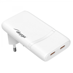 USB Töltő USB AK-CH-32 2x USB-C PD 5-20V / max. 3.25A 65W Quick Charge 4+ GaN