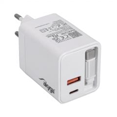 Töltő AK-CH-30 USB-A + 2x USB-C PD 5-20V / max. 3.25A 65W Quick Charge 3.0 GaN