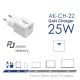 Kiegészítő fénykép Töltő AK-CH-22 USB-C PD 5-12V / max. 3A 25W Quick Charge 3.0 GaN