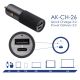 Kiegészítő fénykép USB autós töltő AK-CH-26 USB-A + USB-C PD 5-20V / max. 5A 100W Quick Charge 3.0 GaN