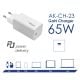 Kiegészítő fénykép Töltő AK-CH-23 USB-C PD 5-20V / max. 3.25A 65W Quick Charge 3.0 GaN